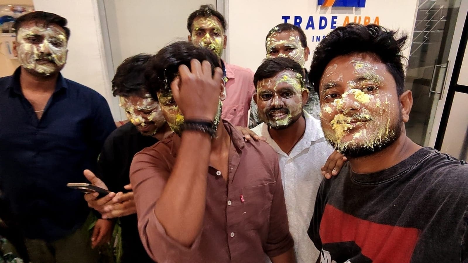 Birthday celebration group photo at TradeAura Institute